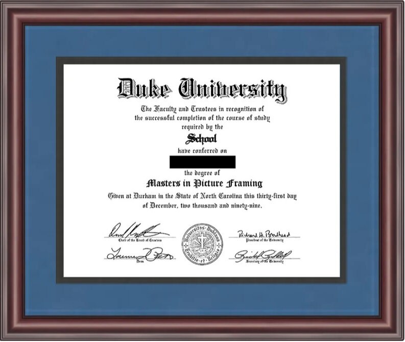 Duke University Diploma Frame Etsy