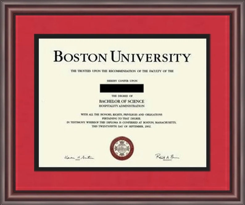 Boston University Diploma Frame Etsy