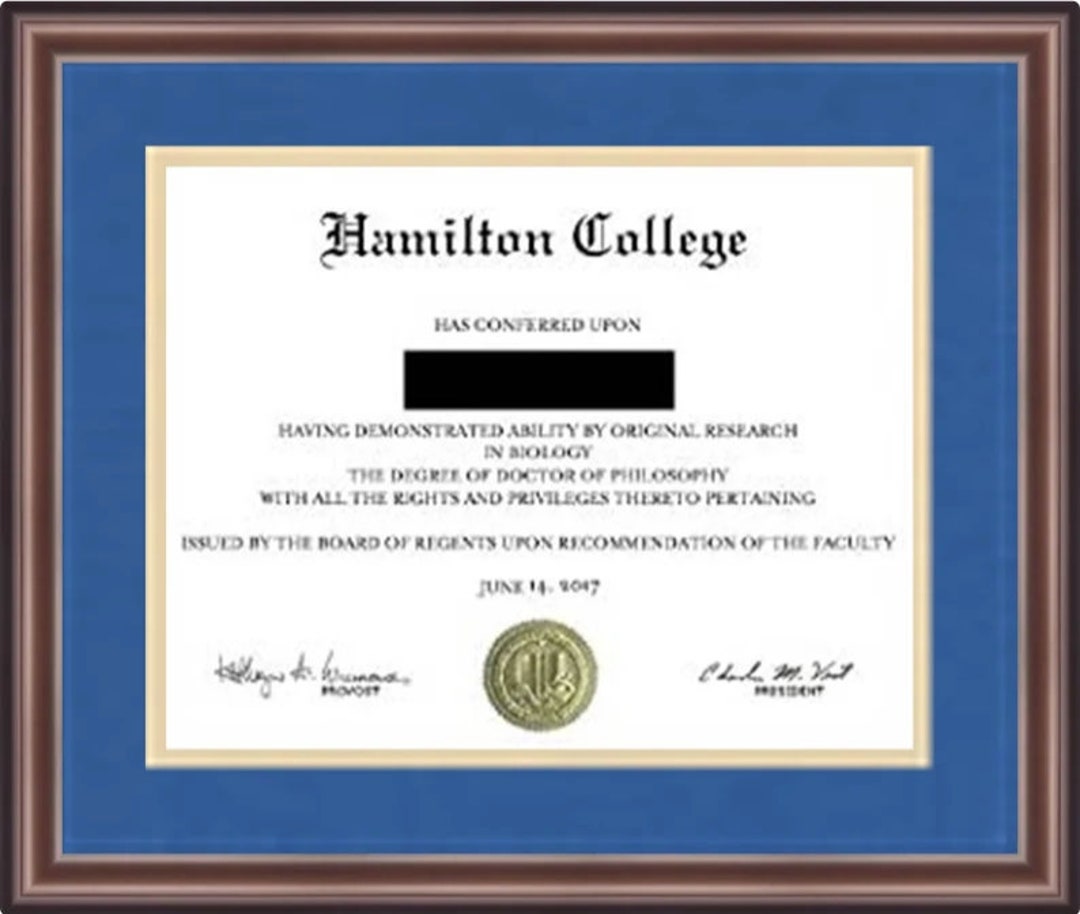 Hamilton College Diploma Frame Etsy