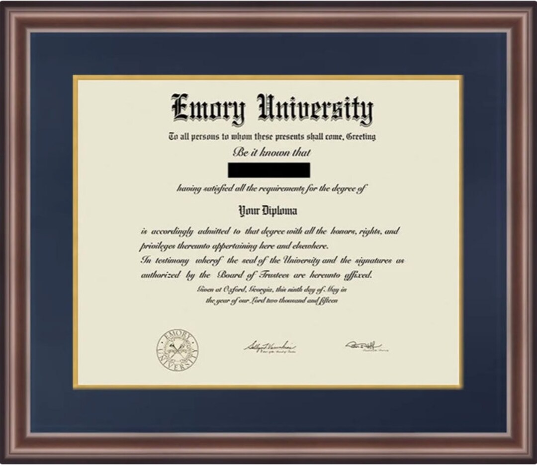 Emory University Diploma Frame Etsy