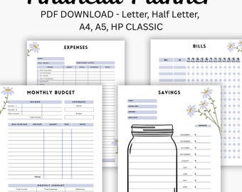 Budget Planner Bundle, Expense Tracker, Savings Jar, Financial Planner Printable, 2026 Planner, A4 A5 Half Letter, Happy Planner