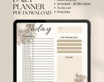 Gothic Cottagecore Skull Daily Planner, Printable Planner, Goth To Do List, Spooky Stationary, Daily Schedule, PDF Download, 2026 Planner