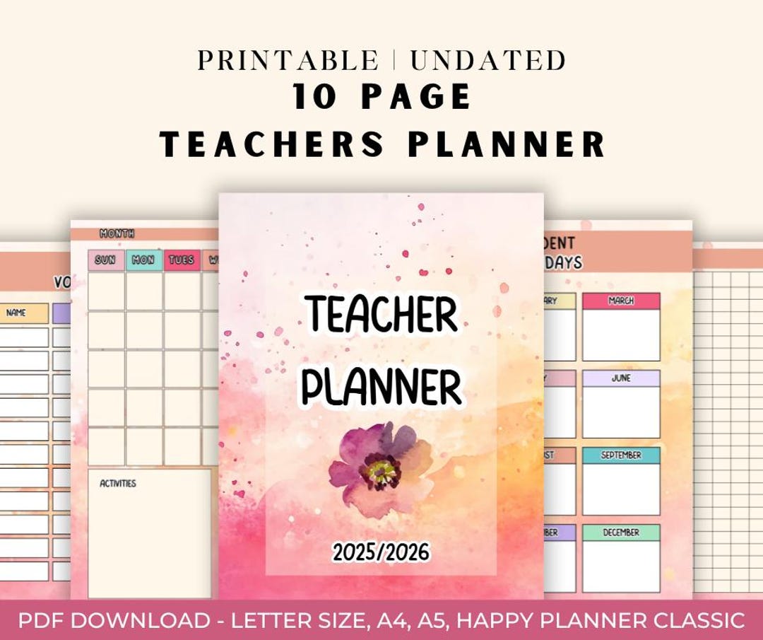 Teacher Planner Printable 2025-2026, Lesson Planner, Homeschool ...