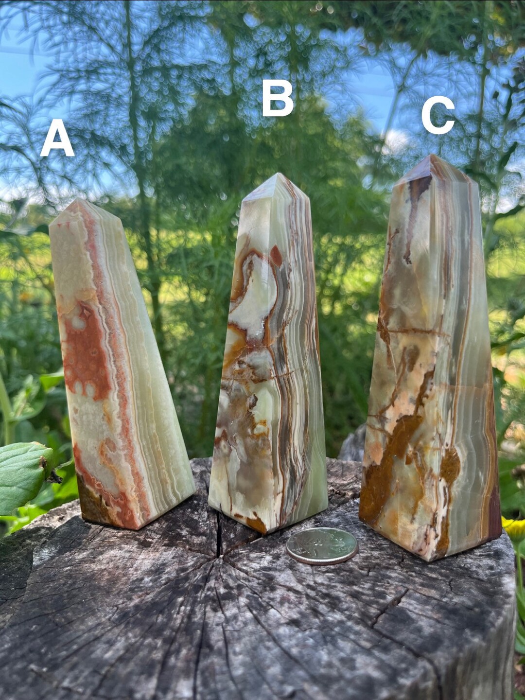 Green Banded Onyx Towers Pakistan Onyx Crystal Etsy