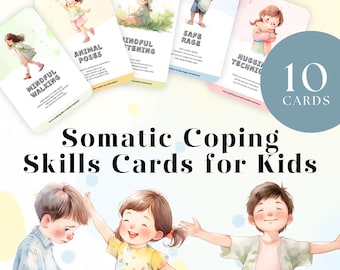 Printable Somatic Coping Skills Cards for Kids, Sensory Processing and Emotional Regulation, ADHD Support Tools, Calming Corner Resource