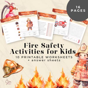 Fire Safety Kids Worksheets, Toddler & Preschool Printable Pack, Community Helper Activities, Emergency Preparedness Learning Games, FSK