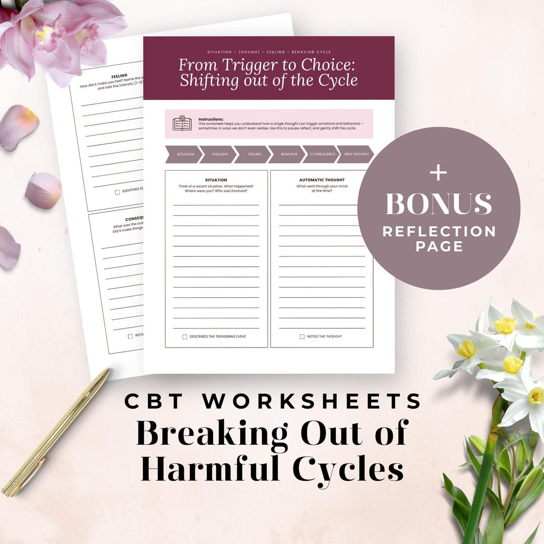 CBT Trigger Worksheet for Teens, Emotional Response Tracker, Digital ...