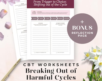 CBT Trigger Worksheet for Teens, Emotional Response Tracker, Digital Mental Health Tool for Coping & Self Awareness