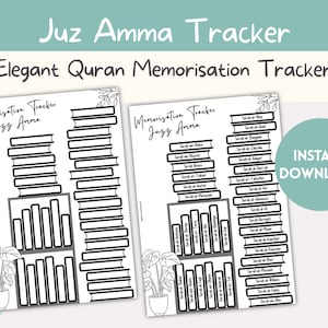 Printable Juz Amma Quran Tracker for Surah Memorisation | Colour in Tracker for Muslims | Visual Islamic Reading Tracker | PDF Download