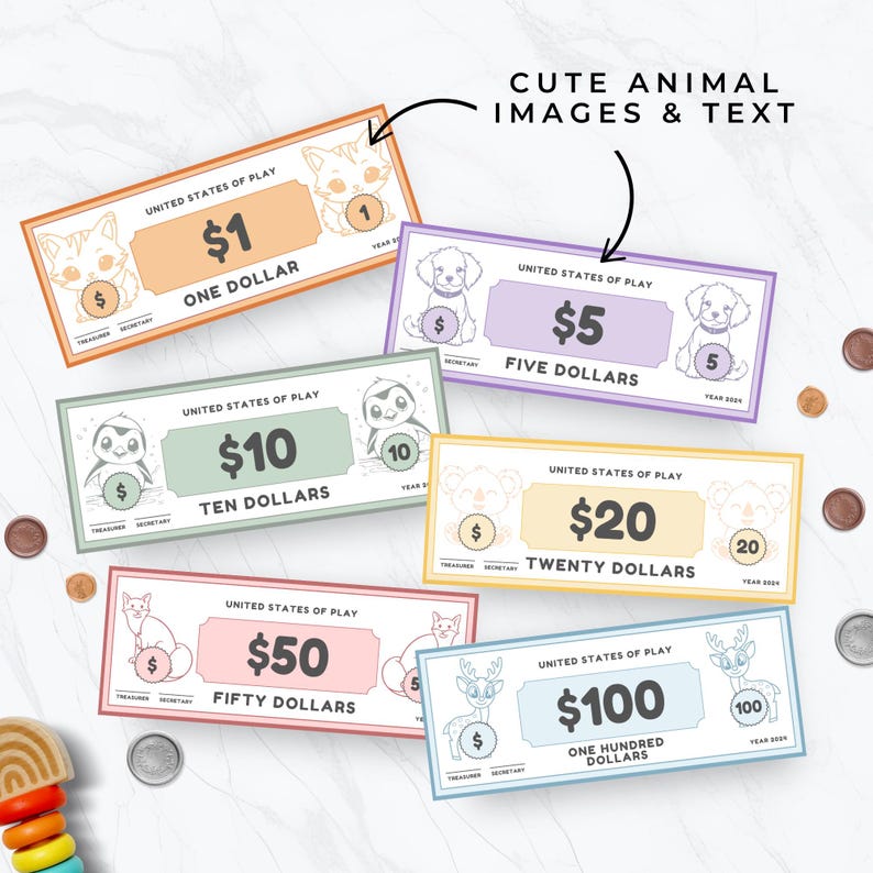 Printable Pretend Play Money, Fun Kids Money, Children's Chore Bucks ...