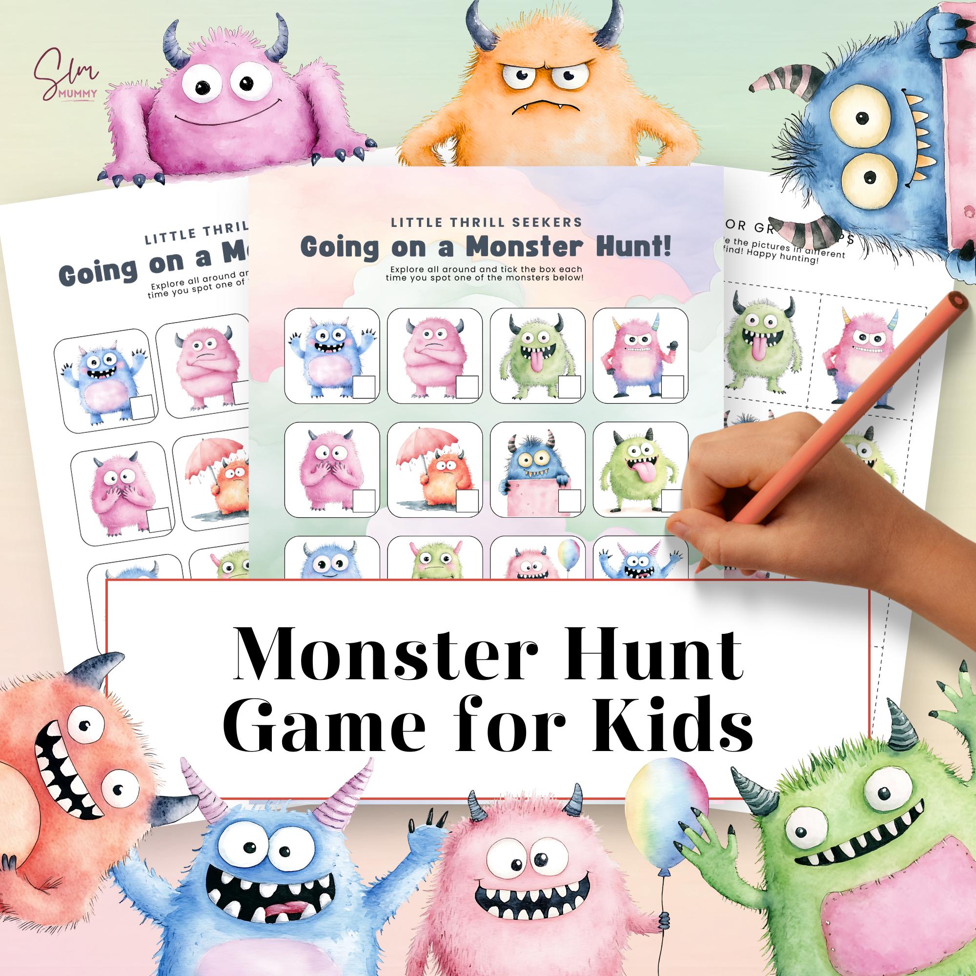 Cute Monsters Scavenger Hunt, Printable Kids Activity Game, Screen Free
