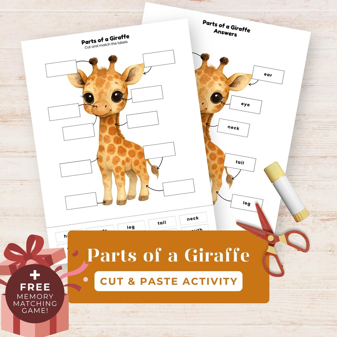 Parts of a Giraffe Labelling Activity, Cut & Paste Safari Animal ...
