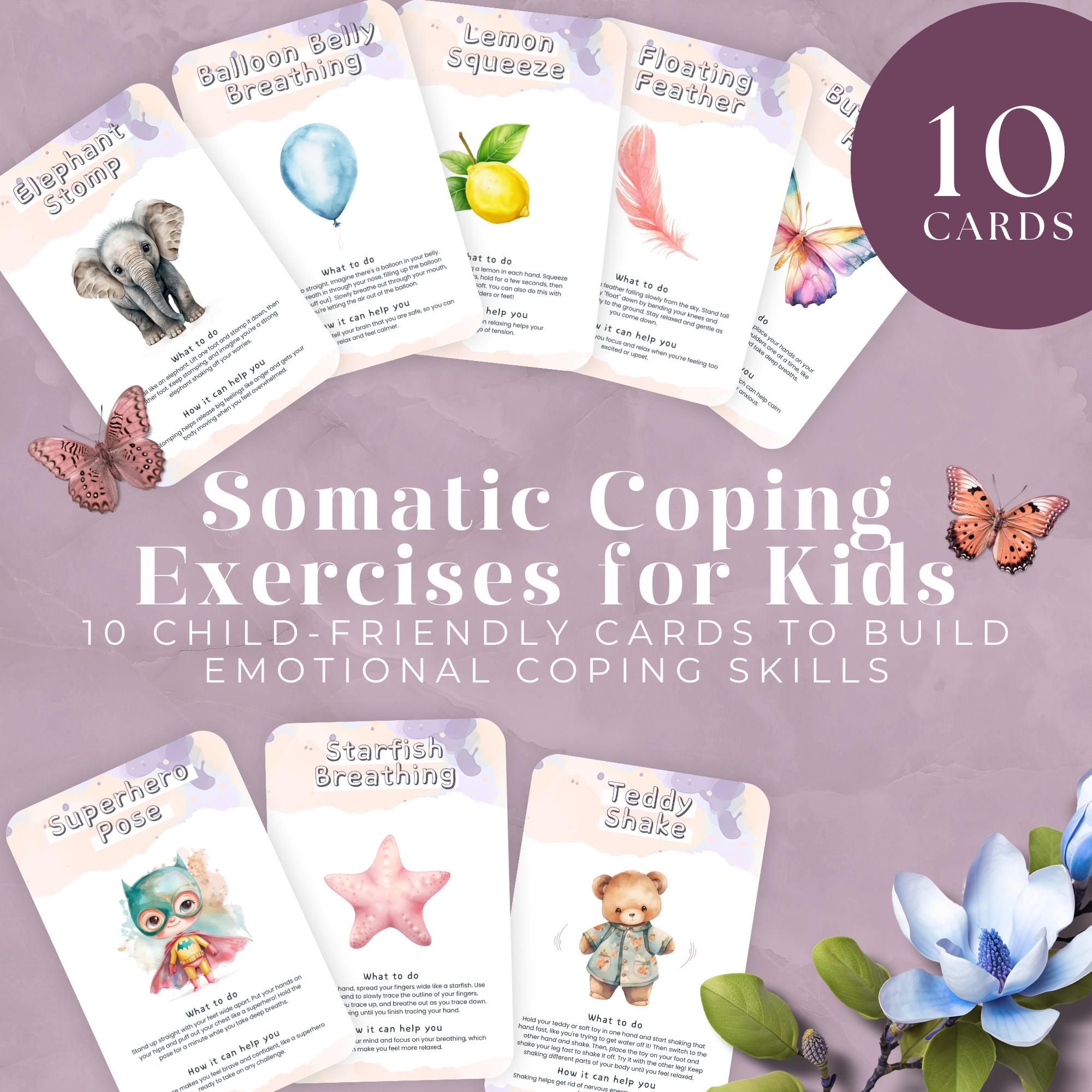 Somatic Coping Skill Cards for Kids, 10 Nervous System Regulation ...