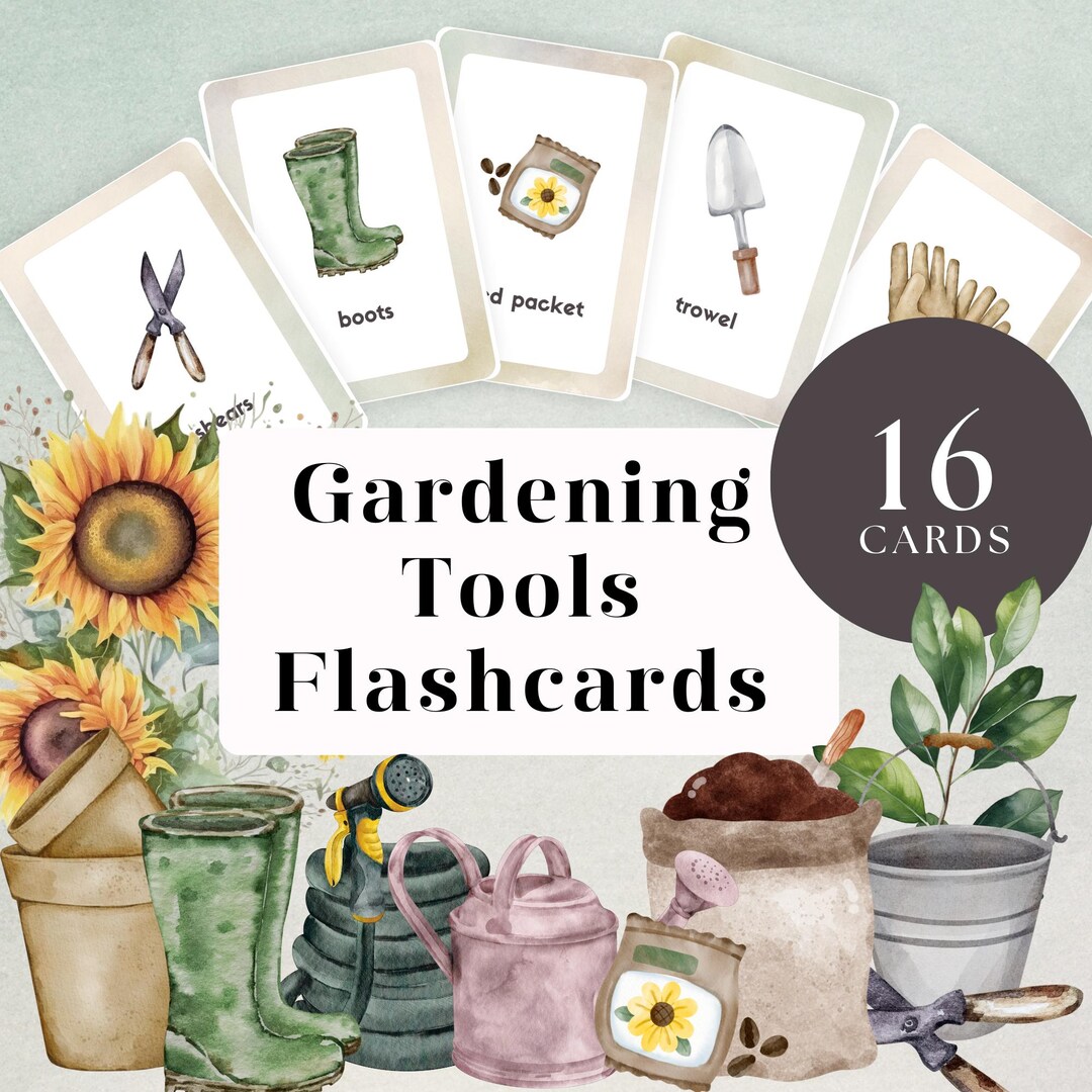Gardening Tools Flashcards, Printable Montessori Nomenclature Cards ...