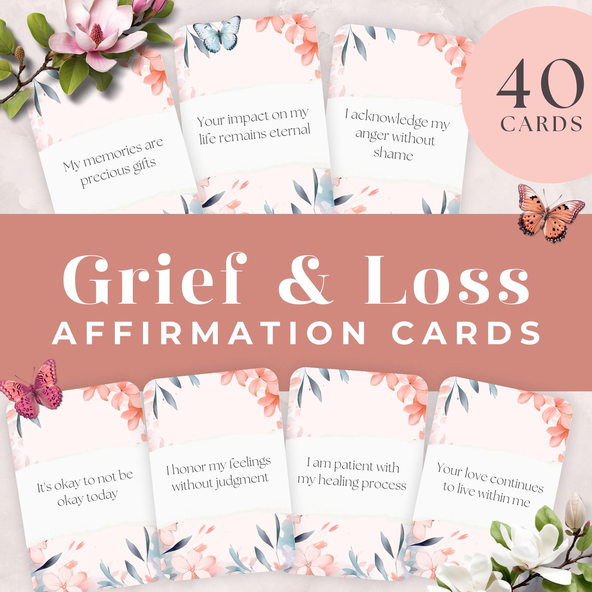 Grief Affirmation Cards Floral, Printable Healing Tools, Sympathy Gifts ...