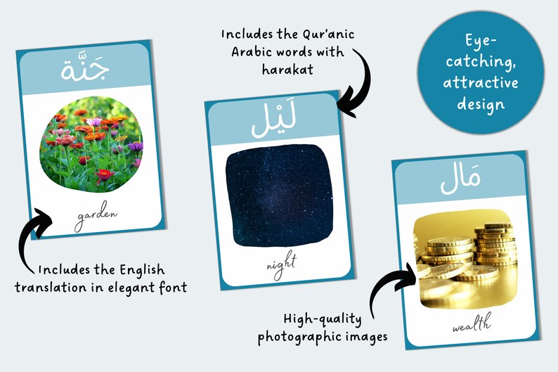 20 Quran Flashcards for Muslim Kids | Common Quran Vocabulary | Arabic and English | Learn ...