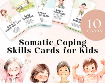 Karten für Somatische Bewältigungsfähigkeiten für Kinder, Selbstregulierungsaktivitäten, Werkzeuge zur emotionalen Unterstützung, Therapietechniken für Kinder, SOMCSK