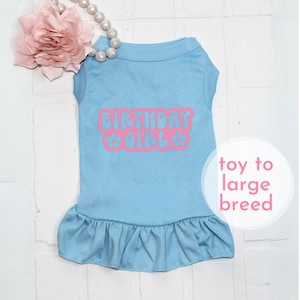 Dog Birthday Dress for Party Shirt for Girl Dog Blue Dog Outfit Pink Design to Keep Dog Clean Pet Tank in Blue Celebration Dog Lover T