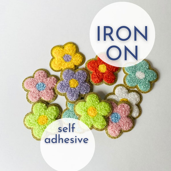 Iron On Patch Flower Chenille Patch Glitter Sew On Patch Iron On Applique for Jacket DIY for Craft Embellishment for Hat Patch Adhesive