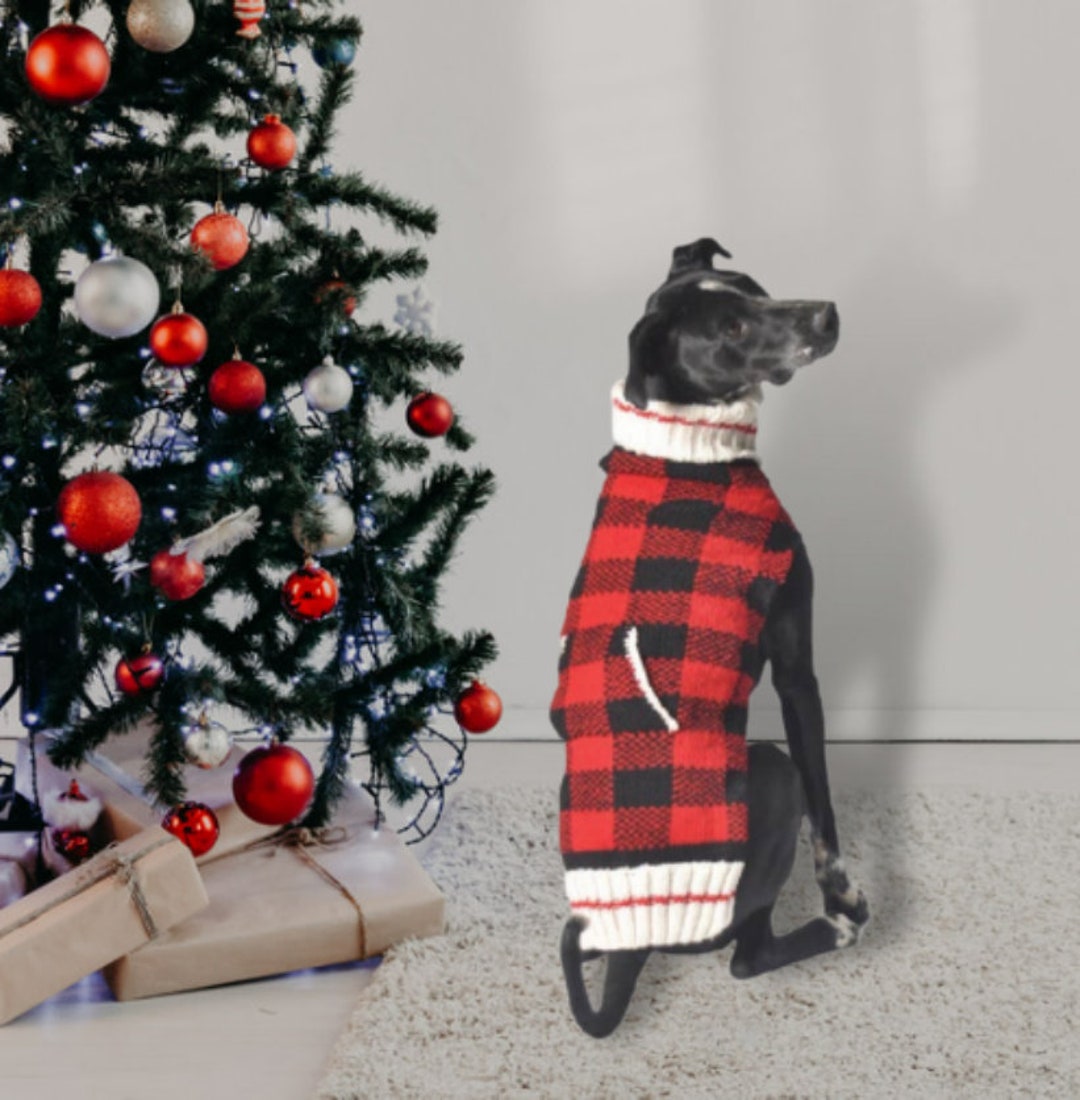 Buffalo Plaid Dog Sweater, Winter Dog Sweater, Wool Dog Sweater, Small