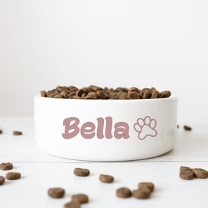 Gift for Dog Owner Pet Bowl Custom Name Dog Bowl Modern Decor New Dog Parent Pet Water Bowl for Dog Food Decorative Minimalist Design White
