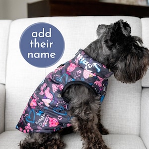 Personalized Dog Vest Jacket for Female Dog Small Dog Coat Girl Dog Rain Jacket with Pink for Dog Coat with Leash Rings Dog Harness Jacket
