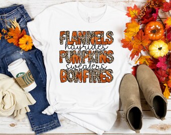Ready To Press - Flannels Pumpkins and Bonfires SUBLIMATION TRANSFER