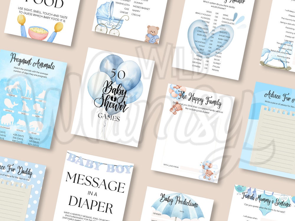 50 Blue Baby Shower Games Bundle: Fun Party Pack (digital Download) - Etsy