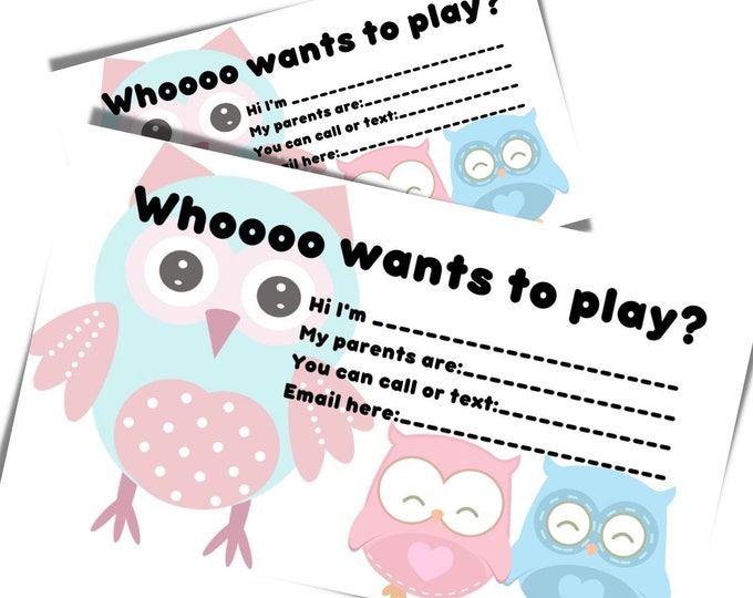 Digital Kids' Playdate Cards Printable Kids Phone Number Etsy