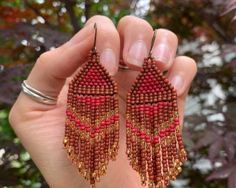 Fireburst Glass Beaded Earrings with Sterling Earwires