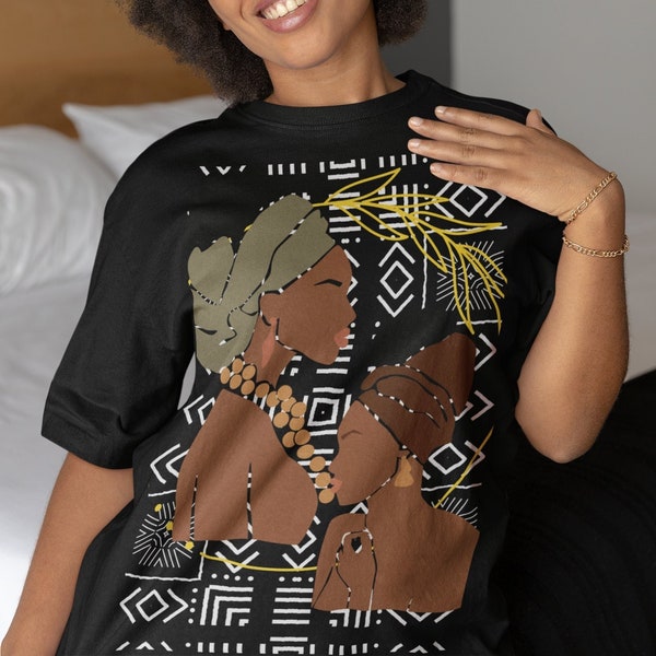 Afro Turban Women Tshirt/African Print 100% Cotton / Unisex Tee/ Black Woman wear/ bohemian shirt/ Ankara top/ black owned tshirt/ unqiue g