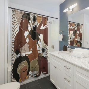 African Print Pattern Shower Curtain/ Black Girlfriends decor/ Afrocentric bathroom/Ankara Inspired/Melanin Art/ Unique House warming gift