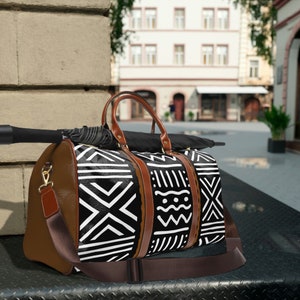 Ankara Duffel Bag/ Mudcloth Print Luggage Bag/ Black Girl Overnight  Weekender Bag/ Ankara Travel Bag/ Bogolan Pattern Bag/ African Gym Bag