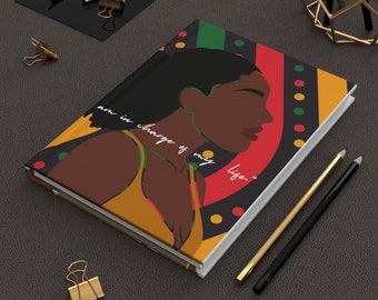 Black Woman hardcover Journal Notebook, Black Girl Notebook, Womens Self Care Gift, Self Affirmation Journal, African Print Stationary