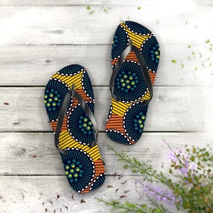 African Print Ankara Print / Tribal Print /Flip Flops/ Summer sandals/ black woma shoes/beachwear