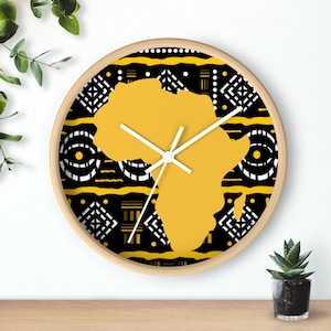 African Wall Clock Decor/ Afrocentric Gift Clock/ African Wall Clock/ African Wall Prints/ Clock African/ African Wall Decor