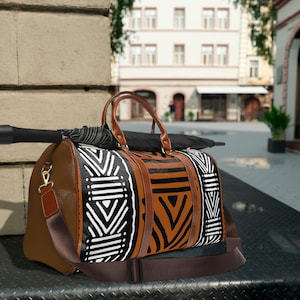 Ankara Seesack / Schlamm-Druck-Tasche / schwarze Mädchen Overnight Weekender Tasche / Ankara Reisetasche / braune Bogolan Gepäck / afrikanische Sporttasche