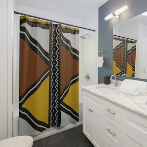 African Print Pattern Shower Curtain/ Mudcloth Bathroom decor/ Afrocentric bathroom/Ankara Inspired/Melanin Art/ Unique House warming gift
