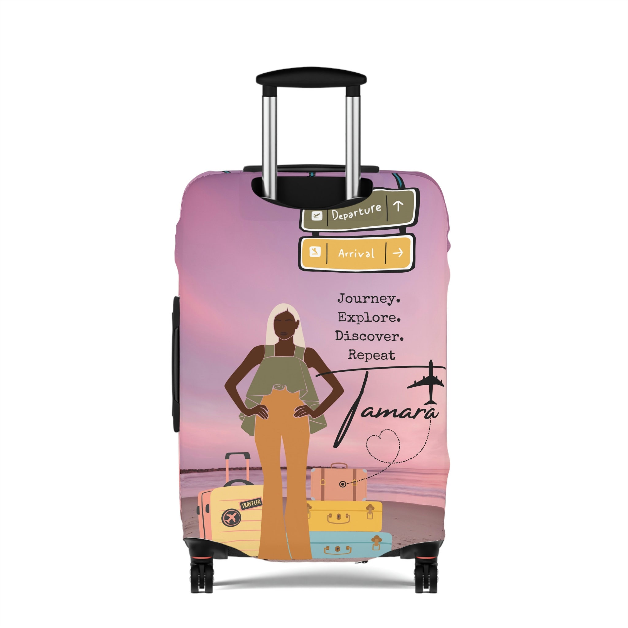 Personalized Luggage Cover Black Woman Travel Luggage Etsy