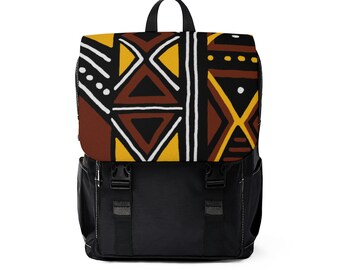 Black African Print Orange Yellow Teal Tribal Strands Unisex  display picture 1