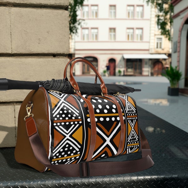 Ankara Duffel Bag/ Mudcloth Print Luggage / Black Girl Overnight  Weekender Bag/ Ankara Travel Bag/ Geometric Pattern Bag/ African Gym Bag