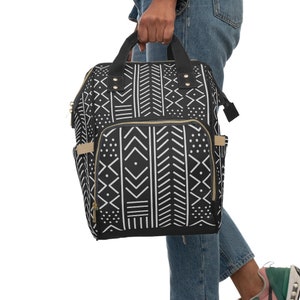 MudCloth Pattern Diaper Bag/Ankara Print Backpack/ Ankara Texture/Diaper Bags/Diaper Bag Backpacks/Baby Gifts/Unisex Baby Shower Gift / image 7