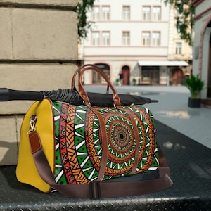 Ankara Duffel Bag/ Mudcloth Print Luggage Bag/ Black Girl Overnight  Weekender Bag/ Ankara Travel Bag, Bohemian Pattern Bag/ African Gym Bag