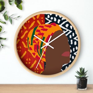 African Wall Clock Decor/ Afrocentric Gift Clock/ African Wall Clock/ African Wall Prints/ Clock African/ African Wall Decor