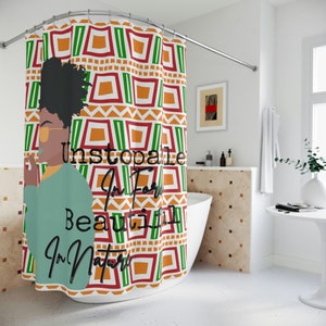 African Print Pattern Shower Curtain/ Black woman decor/ Afrocentric bathroom/Ankara Inspired/Melanin Art/ Unique House warming gift