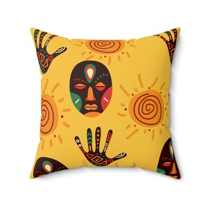 African Tribal Culture Pillow , Ankara Print Cushion, African Print Pillow , Afrocentric Home Decor,  african art decor yellow home decor