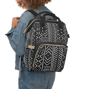 MudCloth Pattern Diaper Bag/Ankara Print Backpack/ Ankara Texture/Diaper Bags/Diaper Bag Backpacks/Baby Gifts/Unisex Baby Shower Gift / image 1