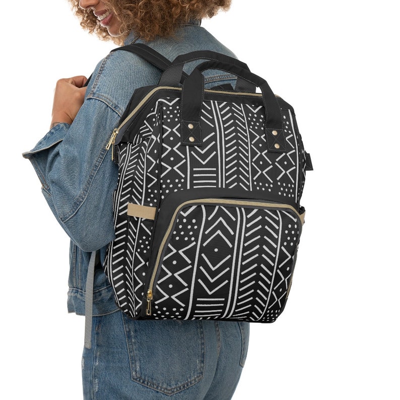 MudCloth Pattern Diaper Bag/Ankara Print Backpack/ Ankara Texture/Diaper Bags/Diaper Bag Backpacks/Baby Gifts/Unisex Baby Shower Gift / image 1