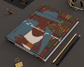 Black Woman hardcover Journal Notebook, Black Girl Notebook, Womens Self Care Gift, Self Affirmation Journal, African Print Stationary