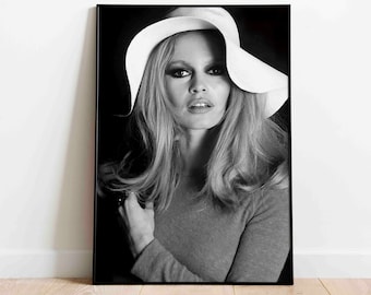 Brigitte Bardot Impresión, blanco y negro Set de película Vintage Retro Art Photography Premium Quality Picture Home Decor